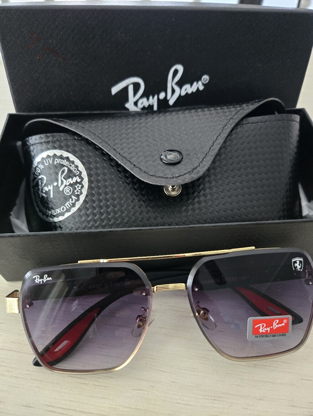 Ray-Ban Women's Gold Frame Gradient Gray Sunglasses